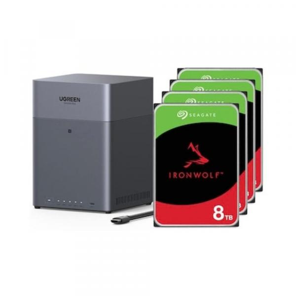 Ugreen NASync DH4300 Plus Sistema NAS 4-Bay inclusi 4x Seagate IronWolf ST8000VN002 8 - Server di Storage