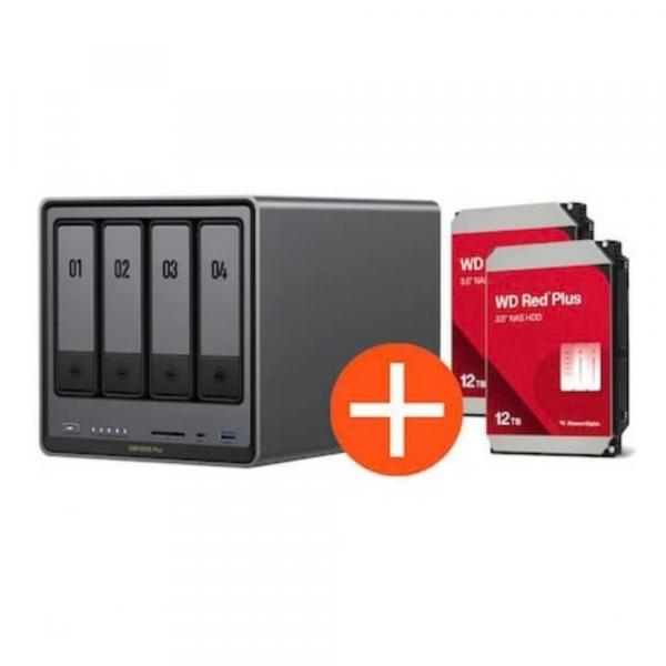 Système NAS Ugreen DXP4800 Plus NAS 4 baies incluant 2x WD WD120EFGX HDD - 12 - Serveur de stockage