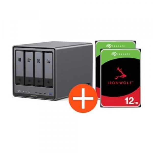 Ugreen NASync DXP4800 Plus NAS System 4-Bay incl. 2x Seagate IronWolf ST12000VN0008 12 - Storage Server
