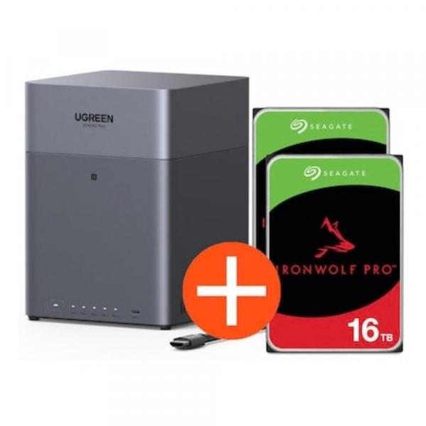 Ugreen NASync DH4300 Plus NAS System 4-Bay inkl. 2x Seagate IronWolf ST16000NT001 16 - Storage Server