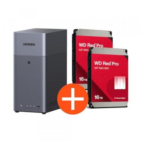 Ugreen NASync DH2300 NAS System 2-Bay incl. 2x WD WD161KFGX HDD - 16 - Storage Server