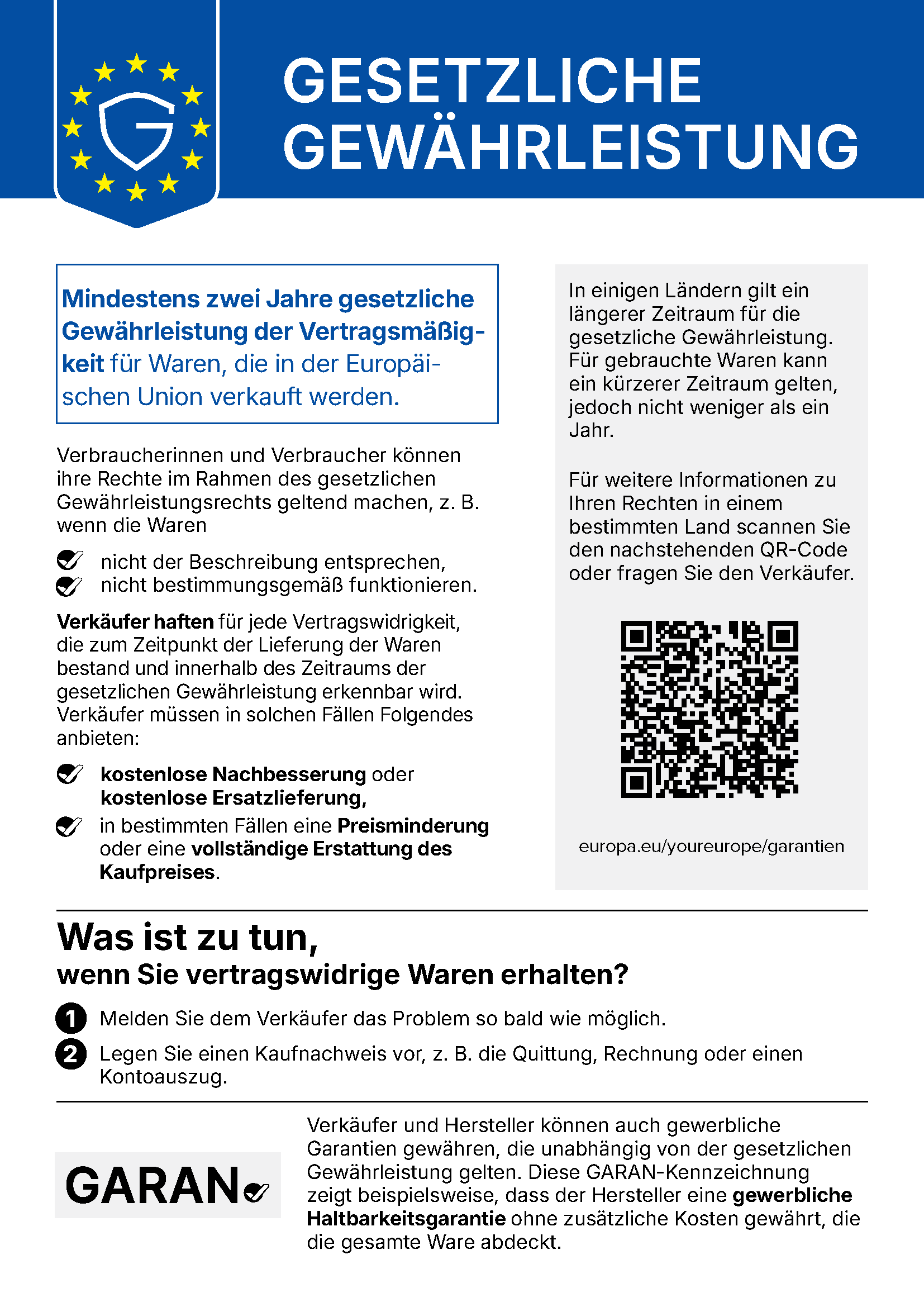 EU-Mitteilung über die gesetzliche Gewährleistung
